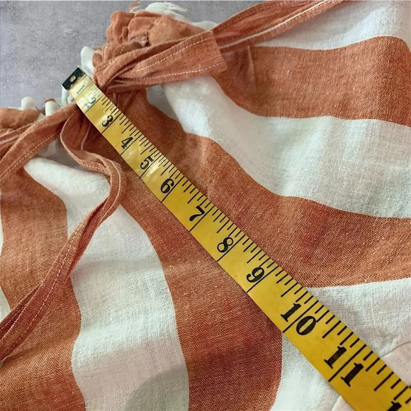 BeachLunchLounge Linen Blend Lagenlook Paperbag Pants Size S Brown White Stripes - Picture 11 of 13